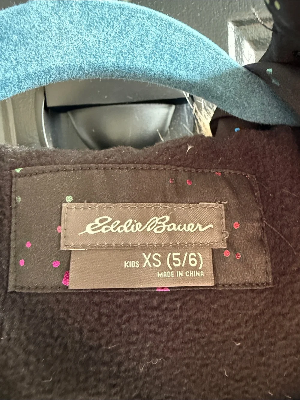 Kids Eddie Bauer Black Puffer Coat with Multicolor Speckle Print